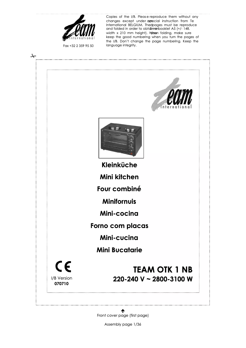 Image de la première page du manuel de l'appareil OTK 1 NB