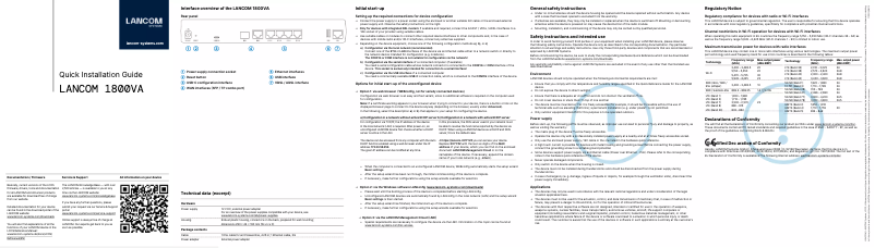 Page 1 de la notice Guide d'installation Lancom 1800VA