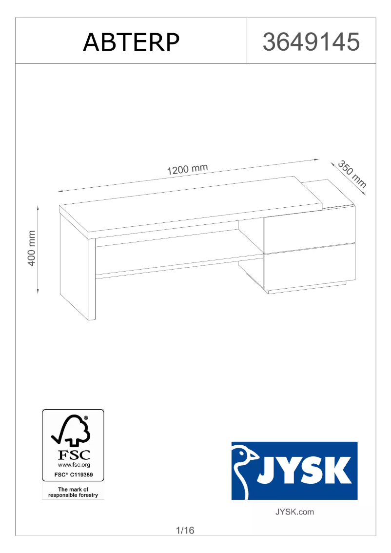Page n°1 - Manuel utilisateur JYSK Abterp