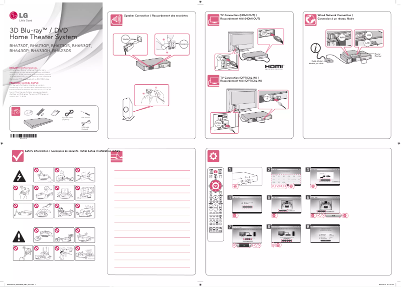 Page n°1 - Guide d'installation LG BH6730T