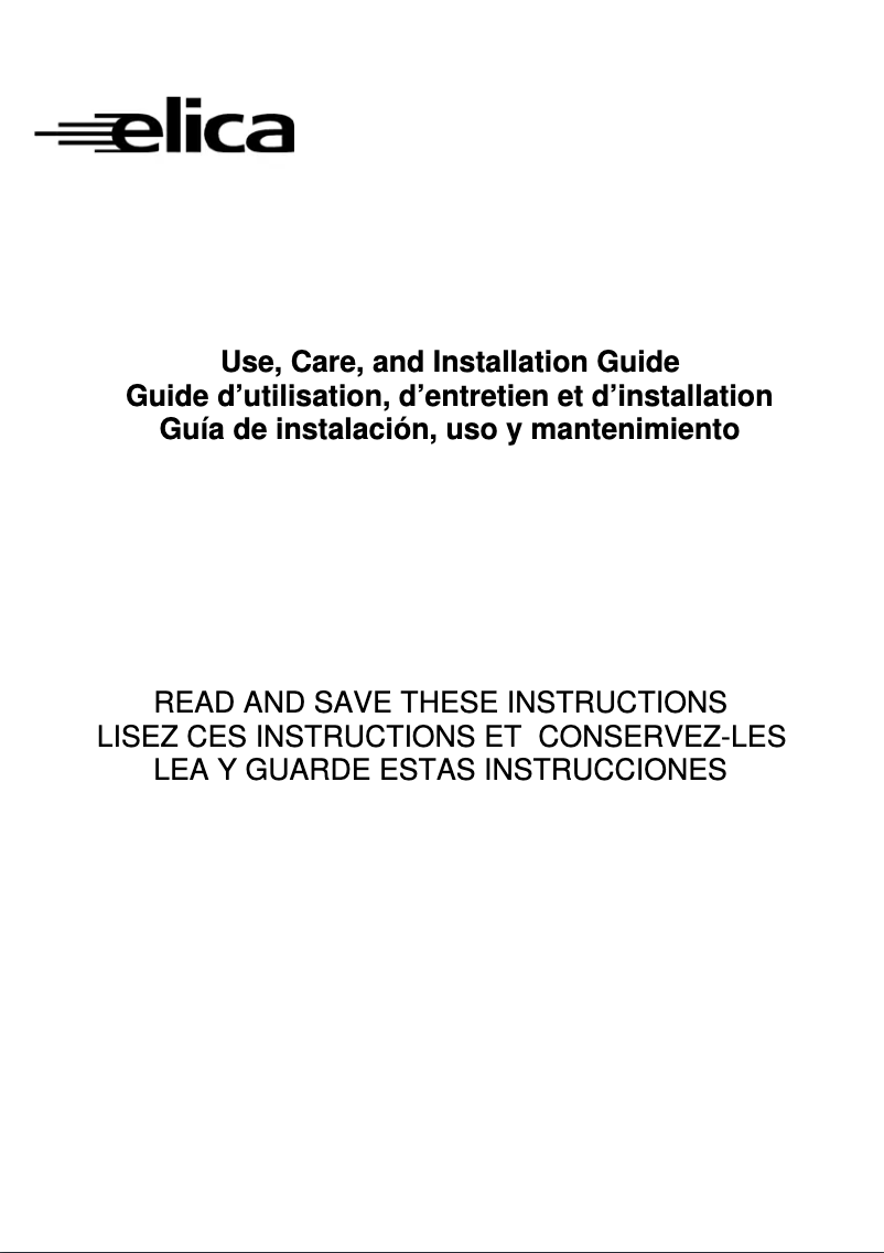 Page 1 de la notice Mode d'emploi Elica Juliette BL/F/90