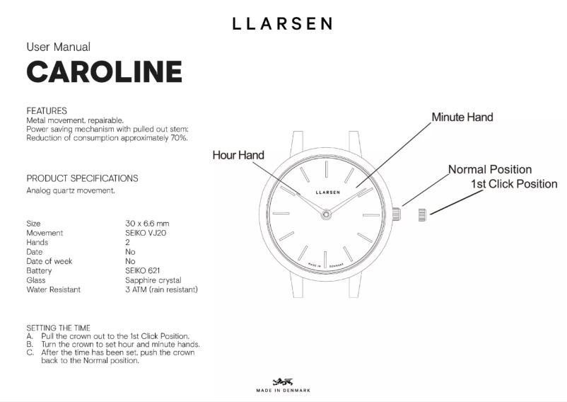 Page 1 de la notice Manuel utilisateur Lars Larsen CAROLINE 146GWG3