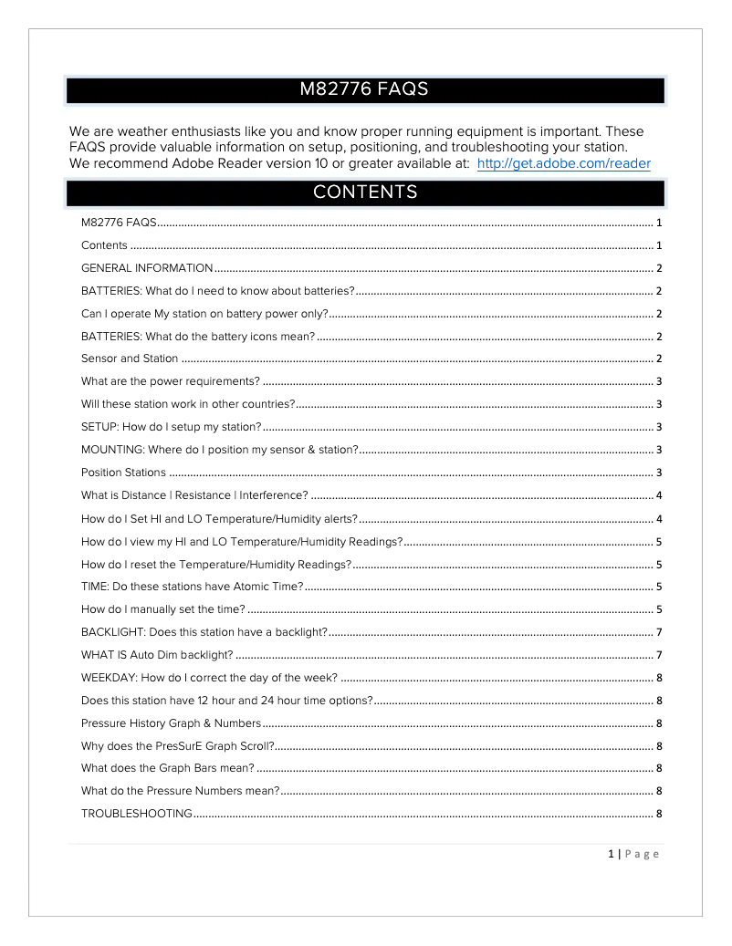 Image de la première page du manuel de l'appareil M82776