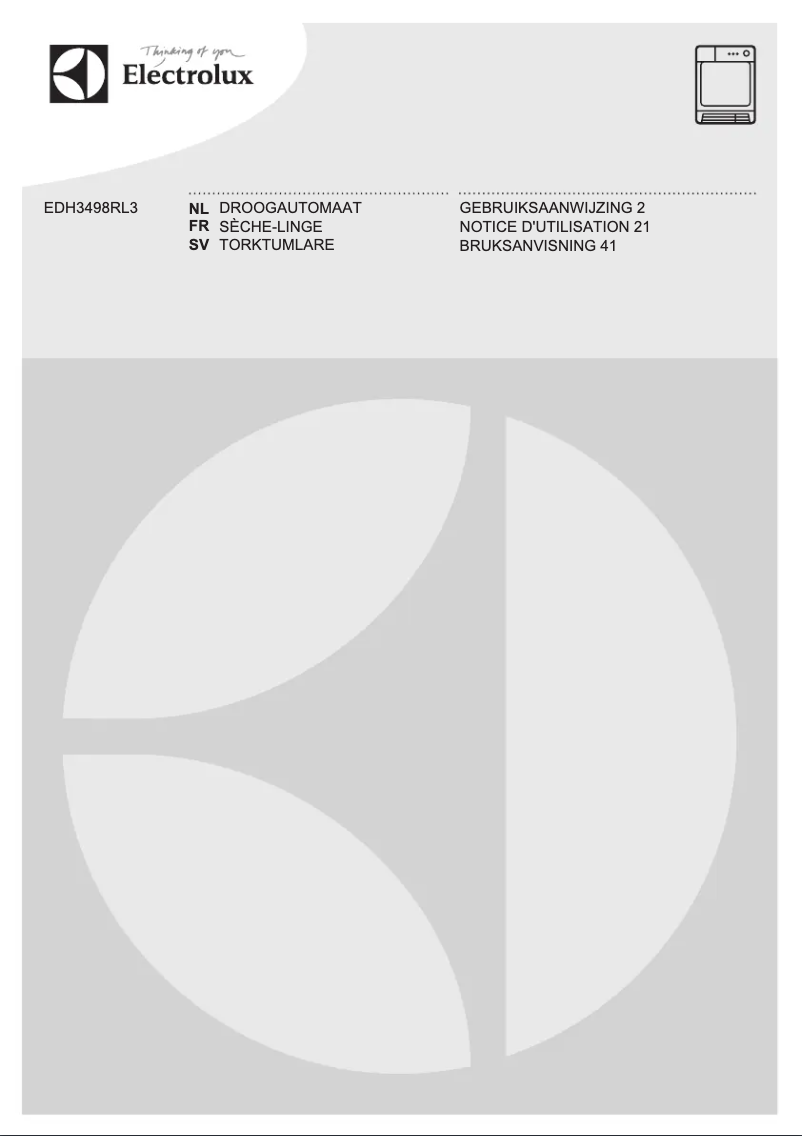 Page 1 de la notice Manuel utilisateur Electrolux EDH3498RL3