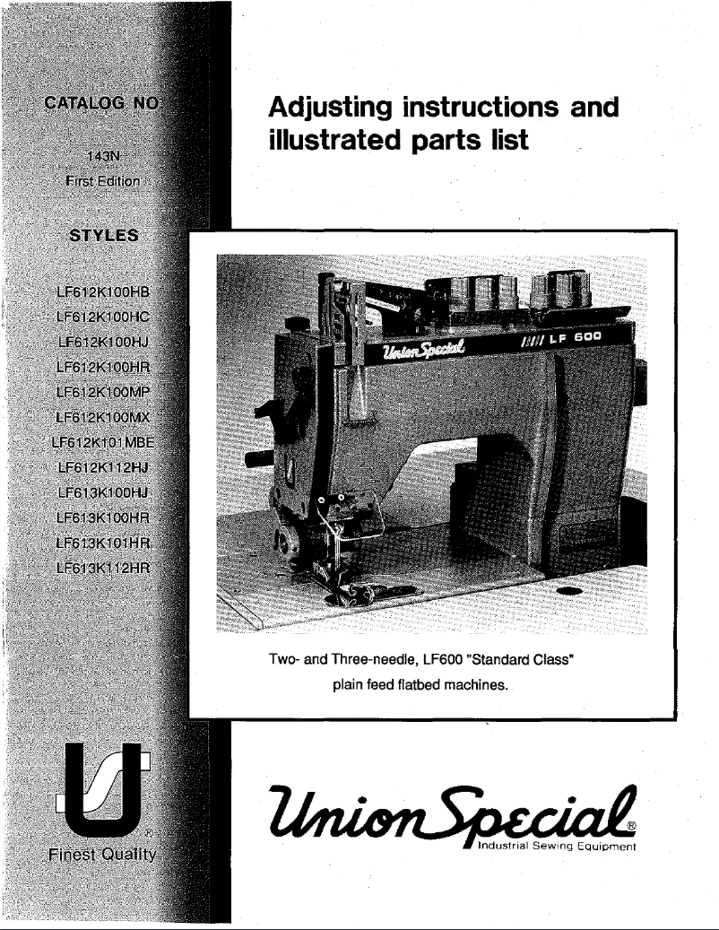 Page n°1 - Manuel utilisateur Union Special LF613K112HR
