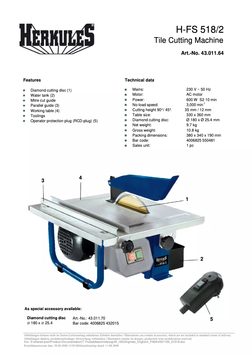 Page 1 de la notice Manuel utilisateur Herkules H-FS 518/2