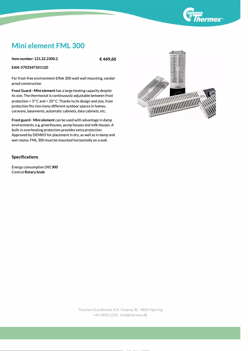 Página 1 del manual Ficha técnica Thermex FMS 200