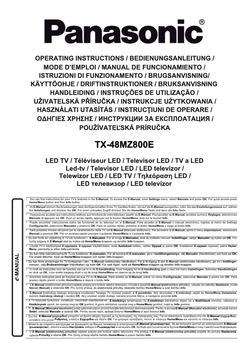 Imagen de la primera página del manual del dispositivo TX-42MZ800E