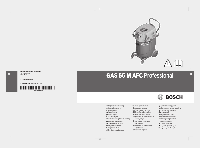 Image de la première page du manuel de l'appareil GAS 55 M AFC Professional