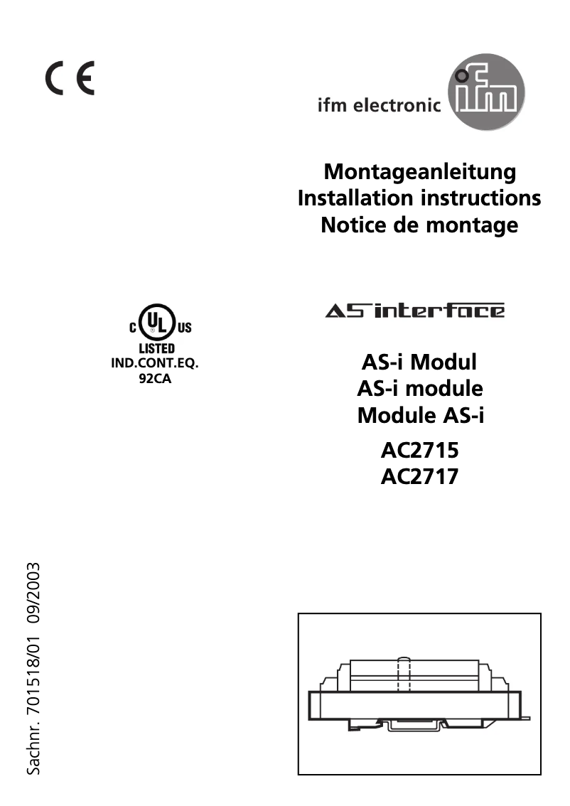 Page 1 de la notice Manuel utilisateur IFM AC2717