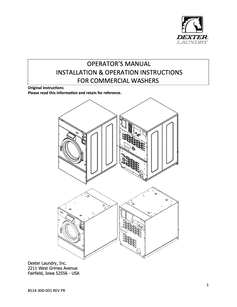 Page n°1 - Manuel utilisateur Dexter Laundry T-350 Express