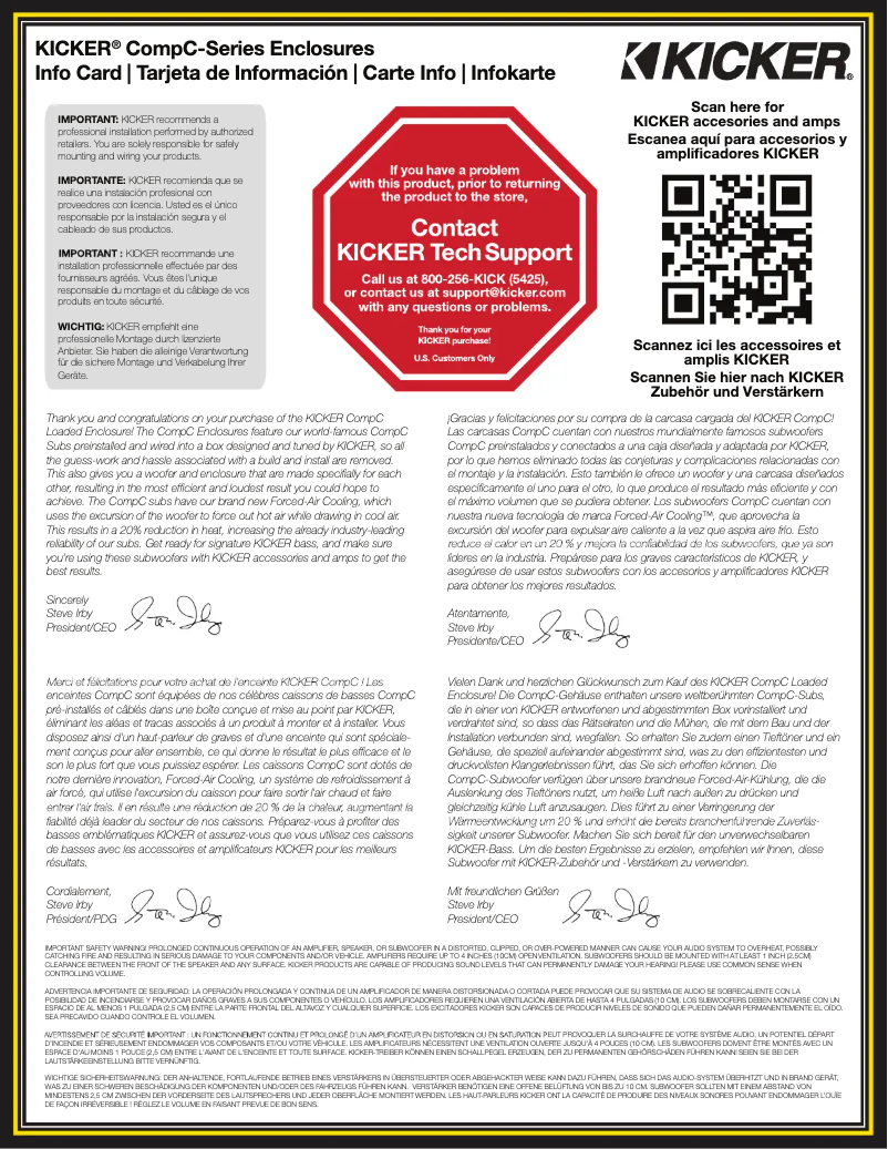 Page 1 de la notice Manuel utilisateur Kicker CompC 50TCWC102