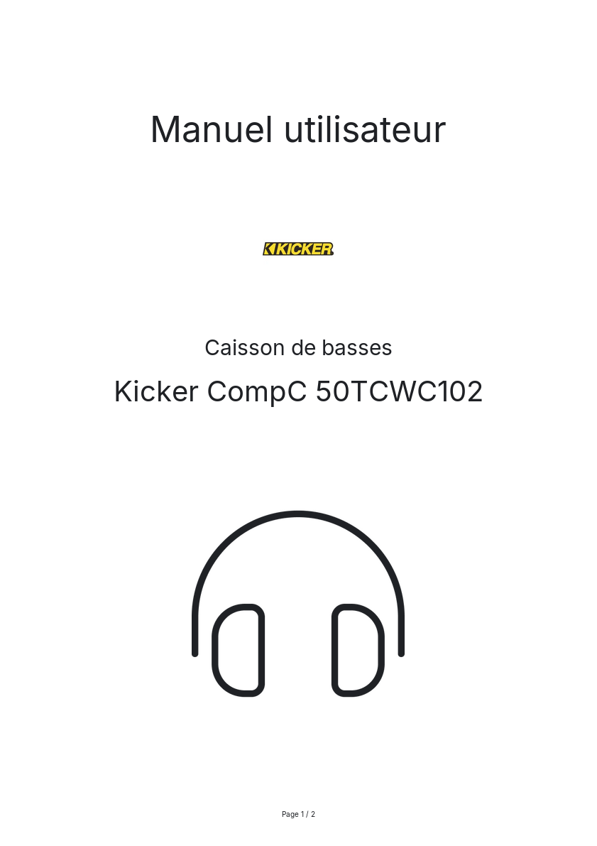 Page n°1 - Manuel utilisateur Kicker CompC 50TCWC102