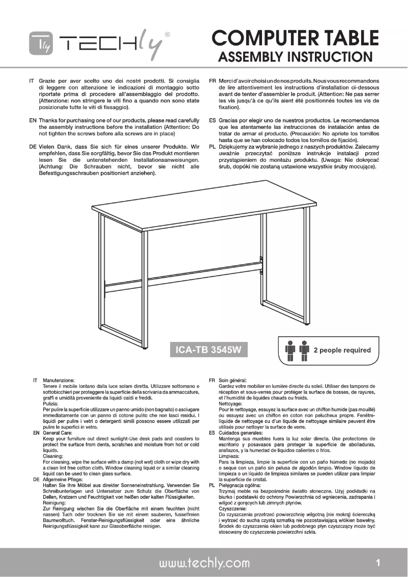 Page 1 de la notice Manuel utilisateur Techly ICA-TB 3545W