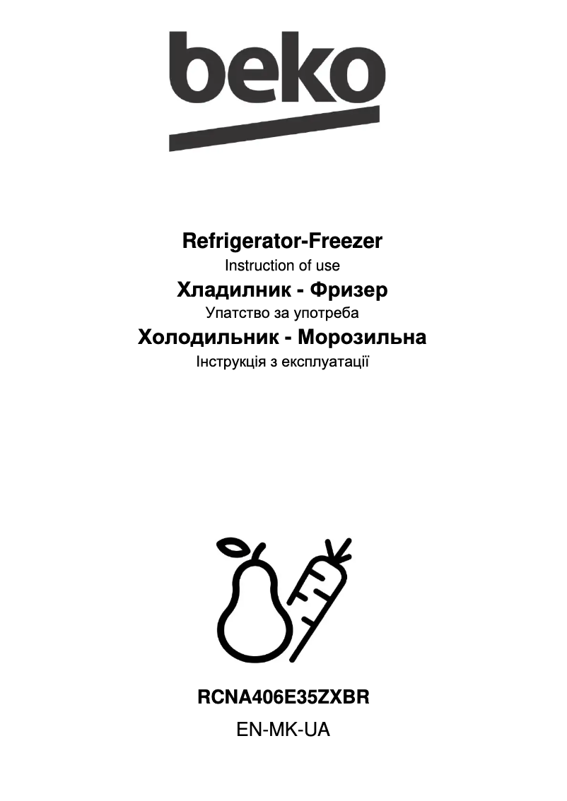 Page 1 de la notice Manuel utilisateur Beko RCNA406E35ZXBR