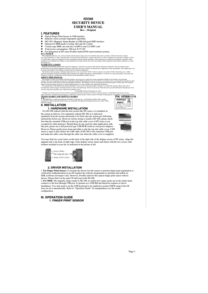 Image de la première page du manuel de l'appareil SD-366