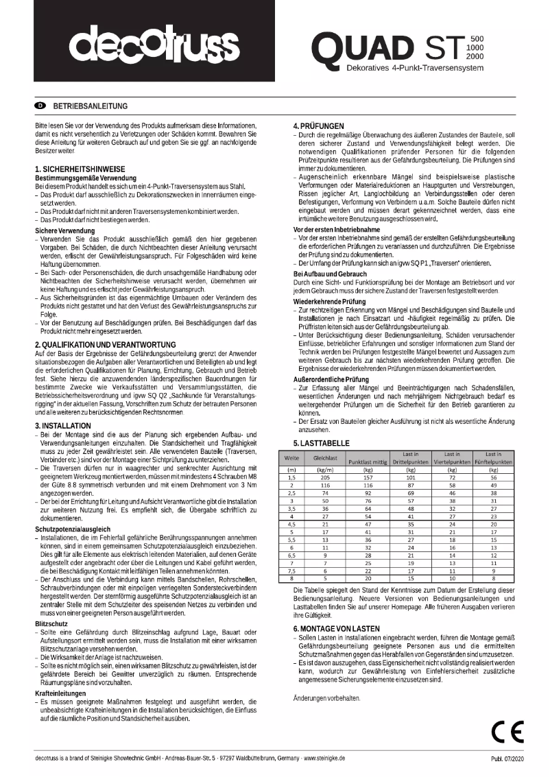 Page n°1 - Manuel utilisateur Decotruss Quad ST-2000