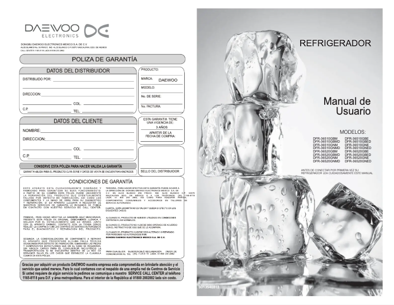 Image de la première page du manuel de l'appareil DFR-36510GNED