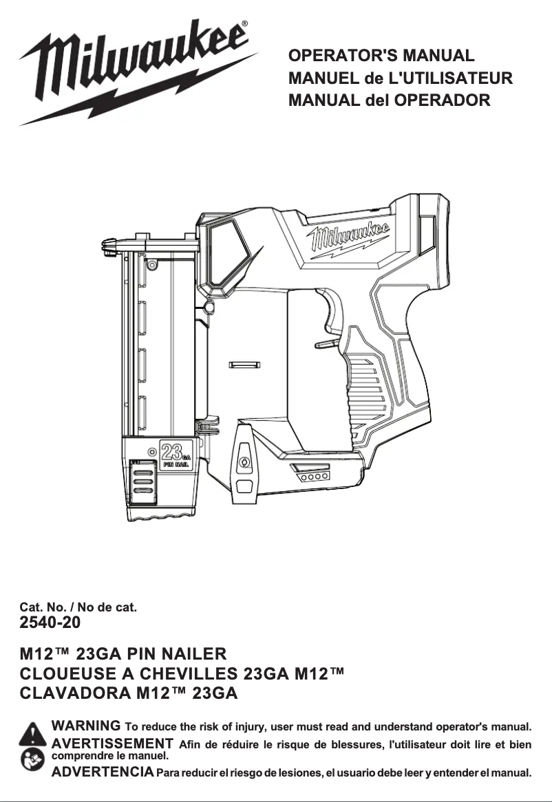 Image de la première page du manuel de l'appareil M12 2540-21