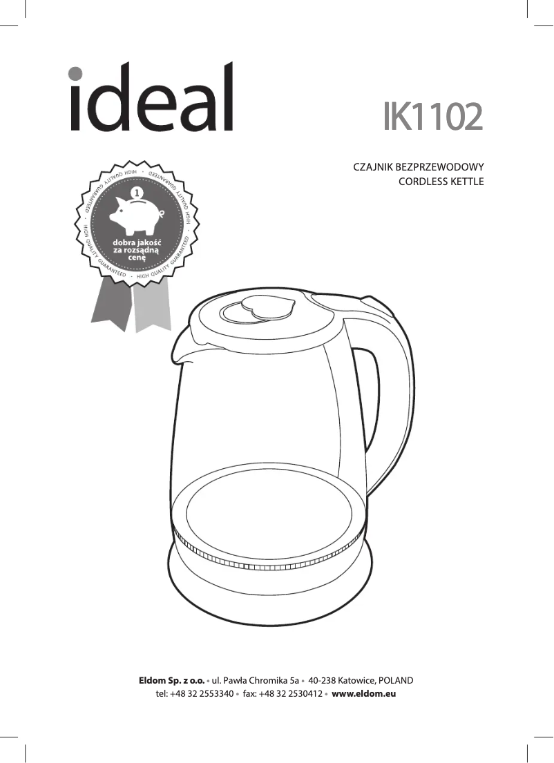 Page n°1 - Manuel utilisateur Eldom IDEAL IK1102