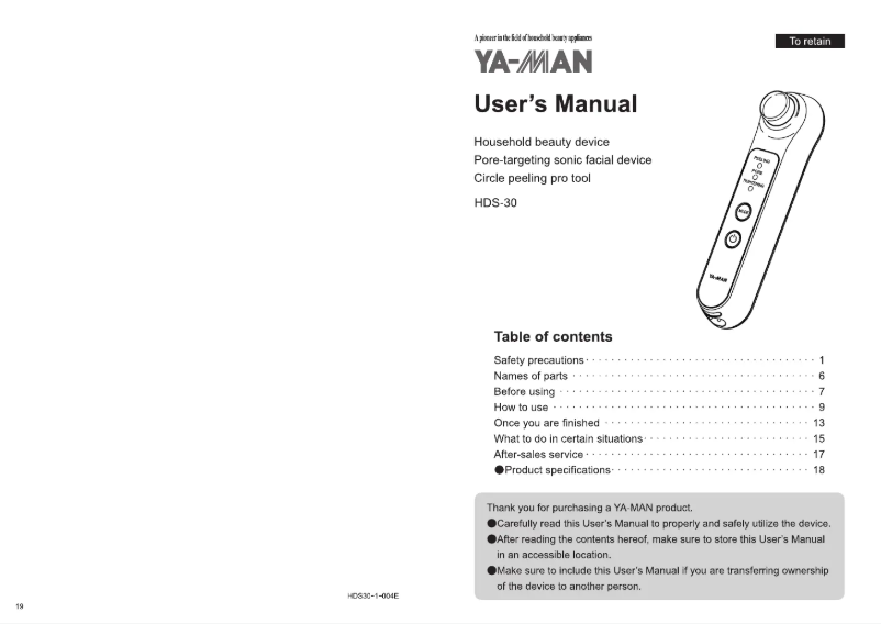 Page n°1 - Manuel utilisateur YA-MAN Circle Peeling Pro