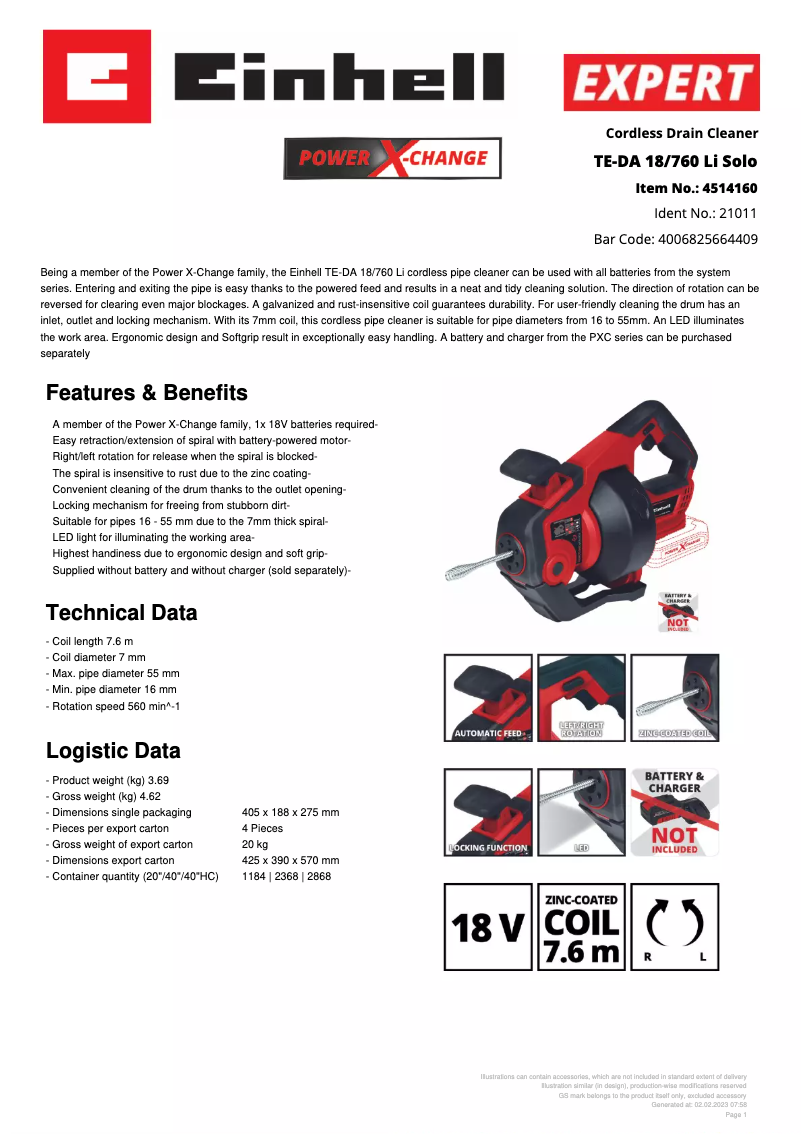 Image de la première page du manuel de l'appareil TE-DA 18/760 Li