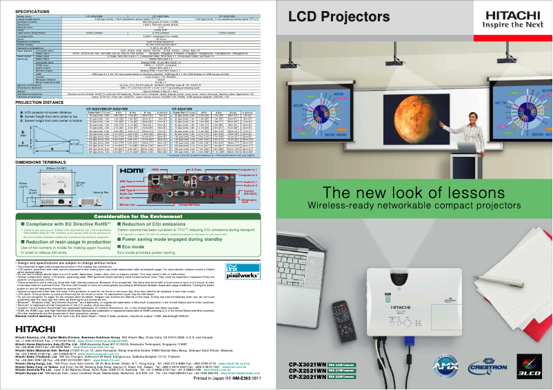 Página 1 del manual Folleto Hitachi CP-X3021WN