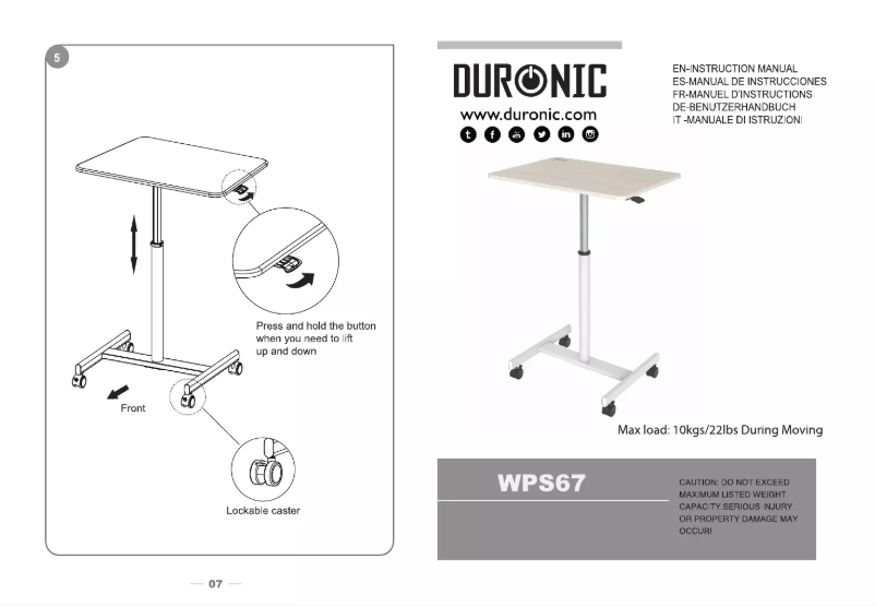 Page 1 de la notice Manuel utilisateur Duronic WPS67