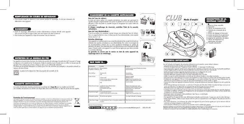 Image de la première page du manuel de l'appareil Club