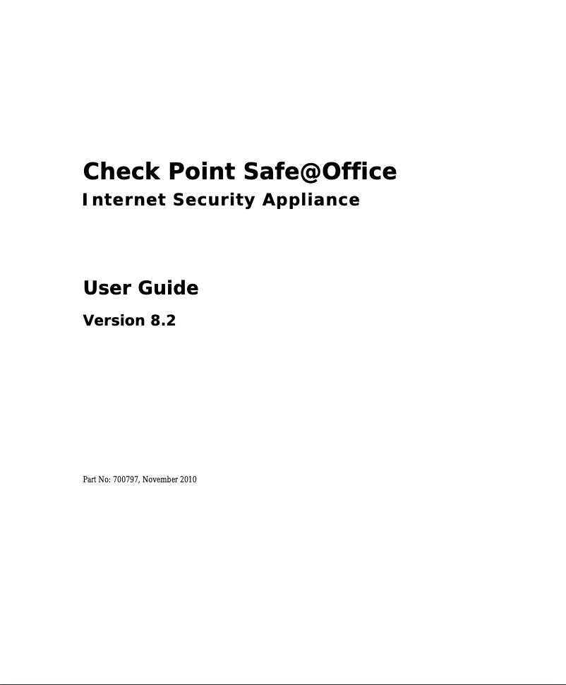 Page n°1 - Manuel utilisateur Check Point Safe@Office 1000NW ADSL
