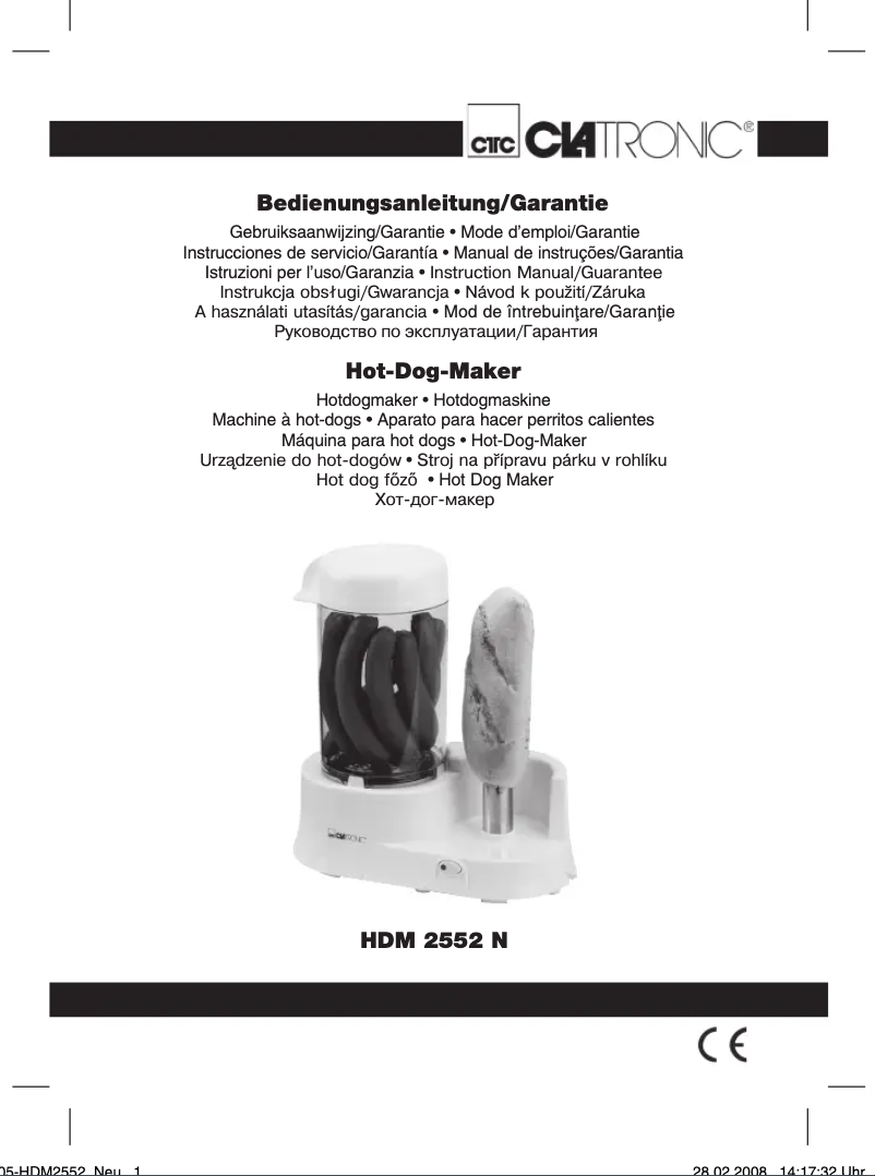 Page 1 de la notice Manuel utilisateur Clatronic HDM 2552 N