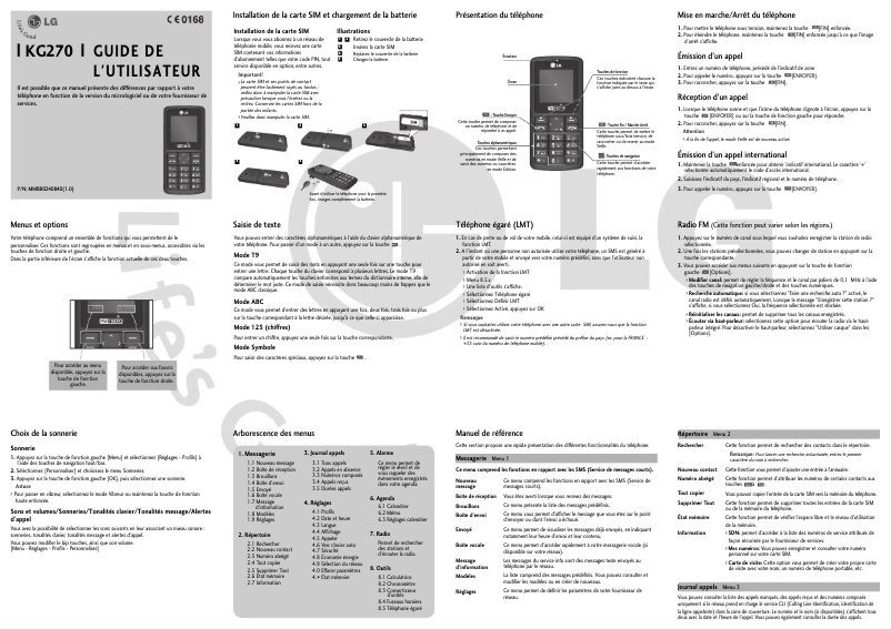 Page 1 de la notice Manuel utilisateur LG KG270
