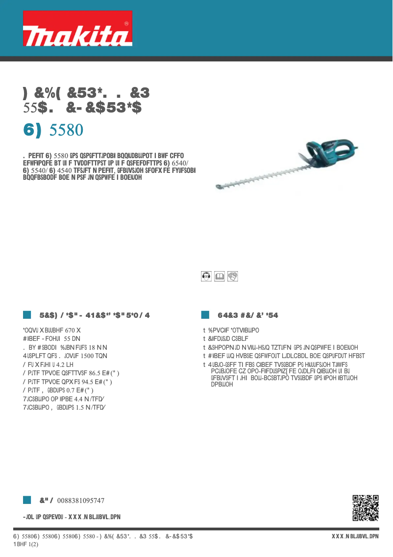 Page 1 de la notice Fiche technique Makita UH5580