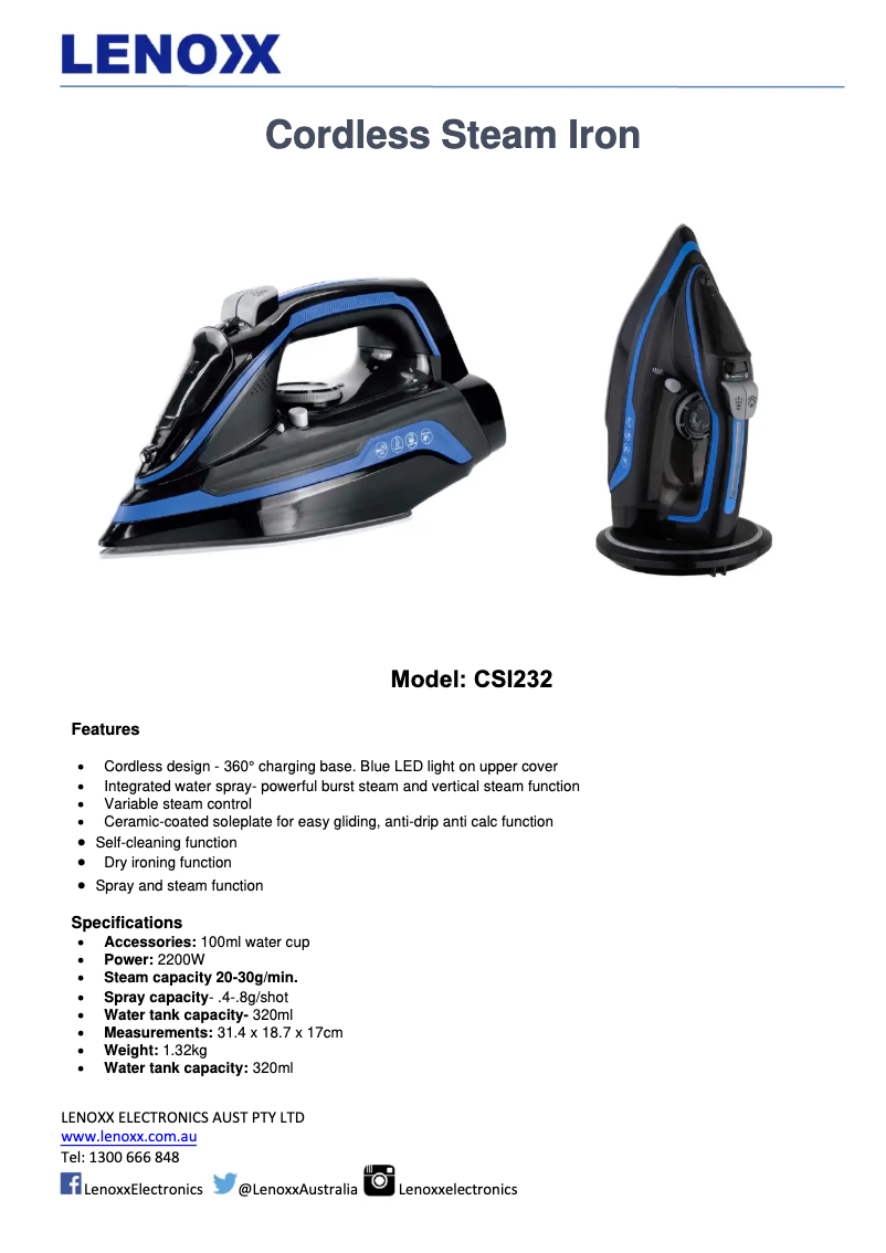 Page 1 de la notice Fiche technique Hacienda CSI232