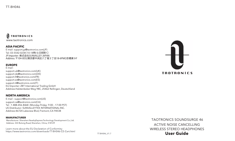 Image de la première page du manuel de l'appareil SoundSurge TT-BH046