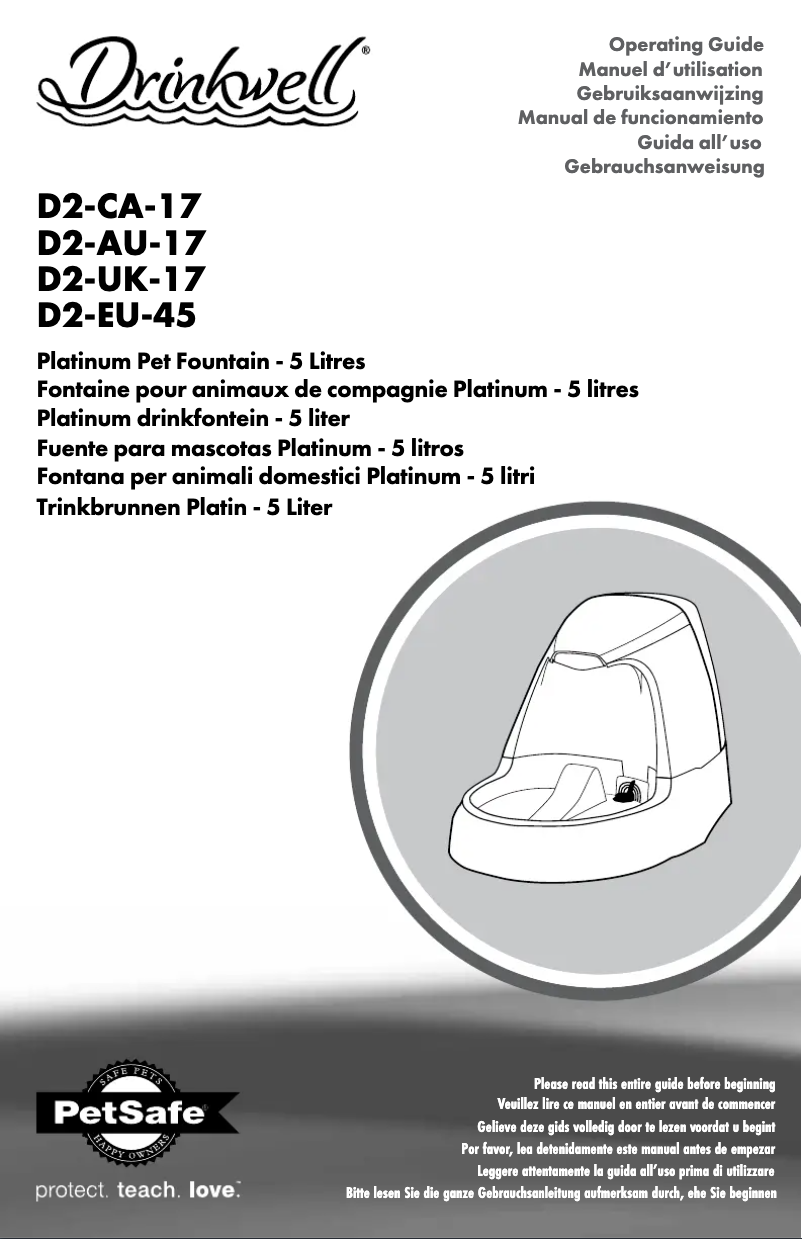 Page 1 de la notice Manuel utilisateur PetSafe Drinkwell D2-CA-17