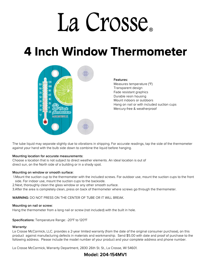 Image de la première page du manuel de l'appareil 204-154MV1