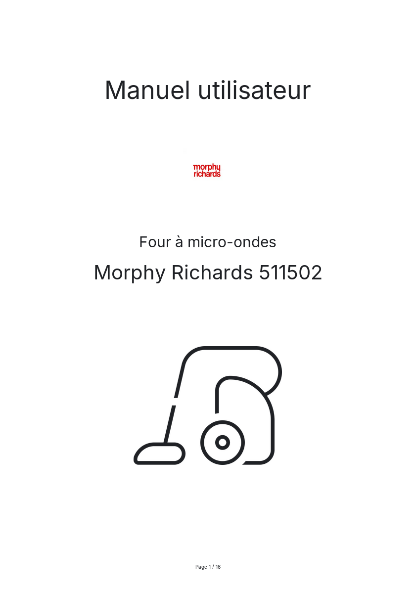 Page n°1 - Manuel utilisateur Morphy Richards 511502