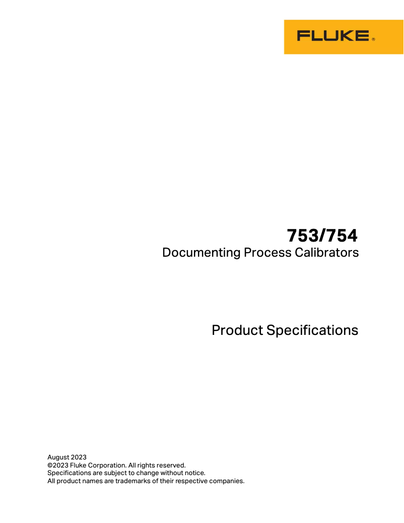 Page 1 de la notice Fiche technique Fluke 753
