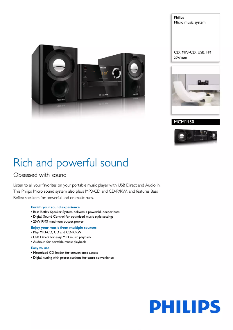 Page n°1 - Brochure Philips MCM1150