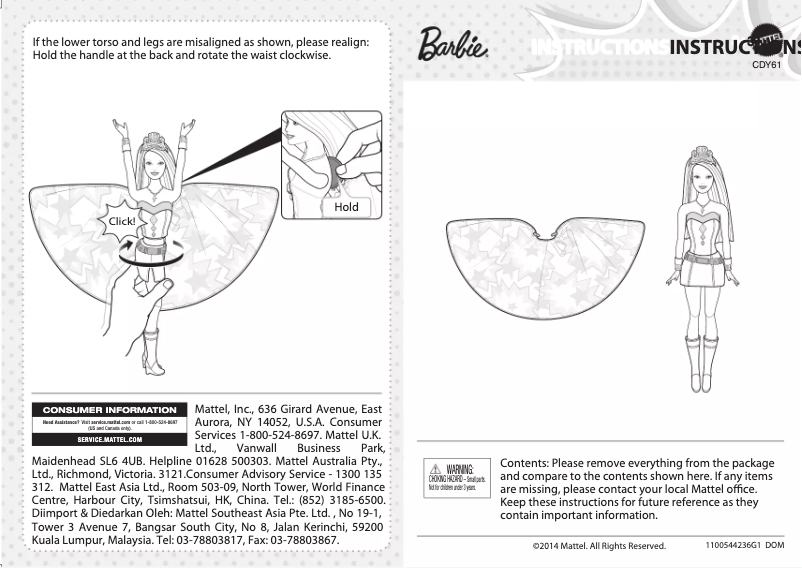 Page n°1 - Manuel utilisateur Mattel Barbie Princess Power Transforming Super Sparkle