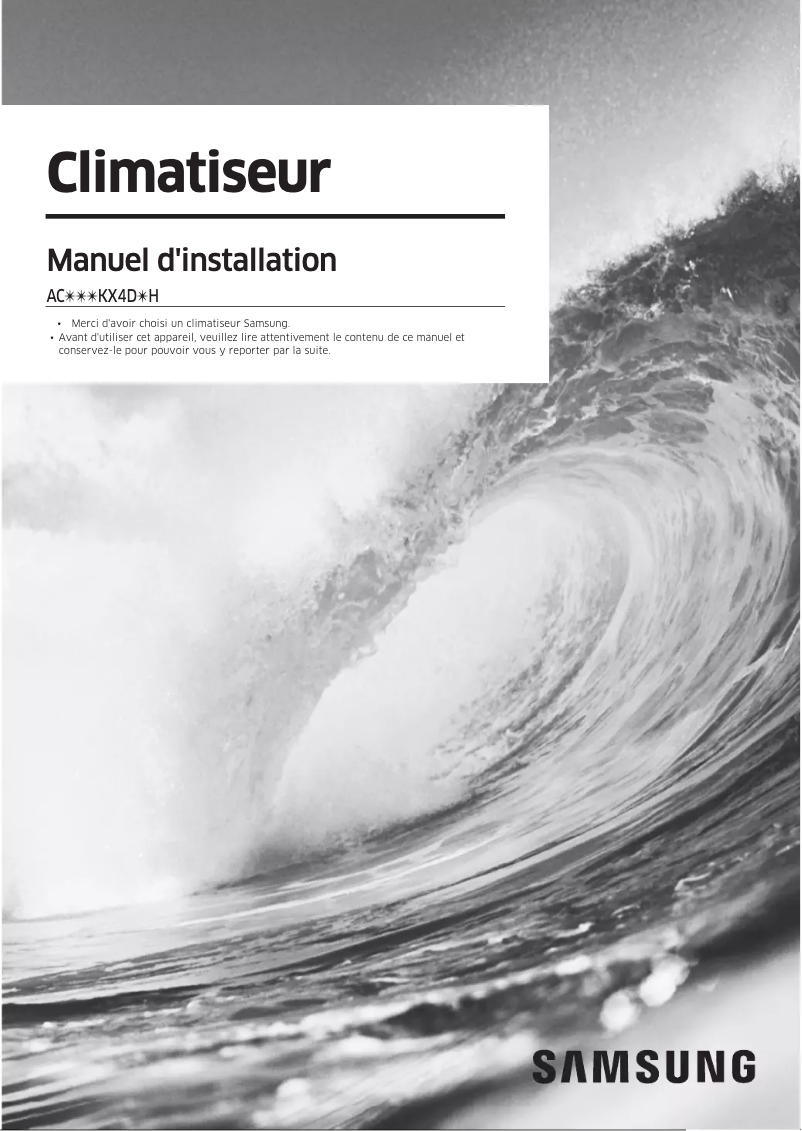 Page 1 de la notice Manuel utilisateur Samsung AC120KX4DKH