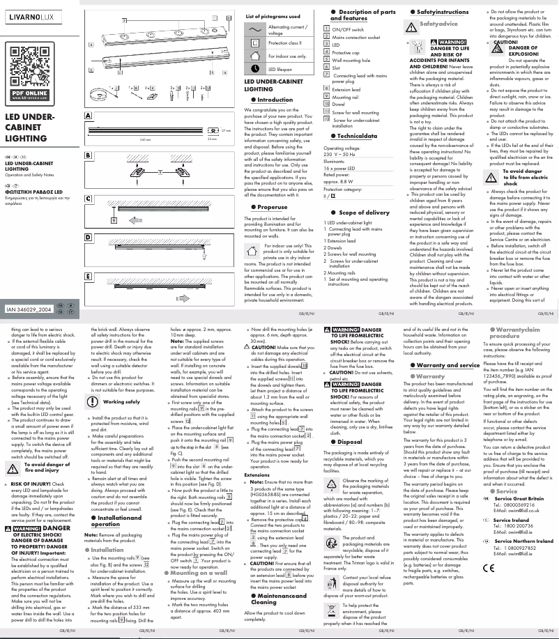 Page 1 de la notice Manuel utilisateur Livarno Lux IAN 346029