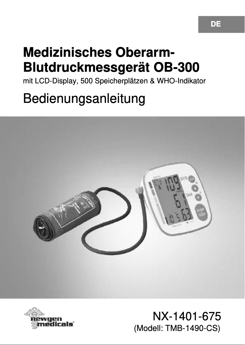 Page 1 de la notice Manuel utilisateur Newgen Medicals OB-300