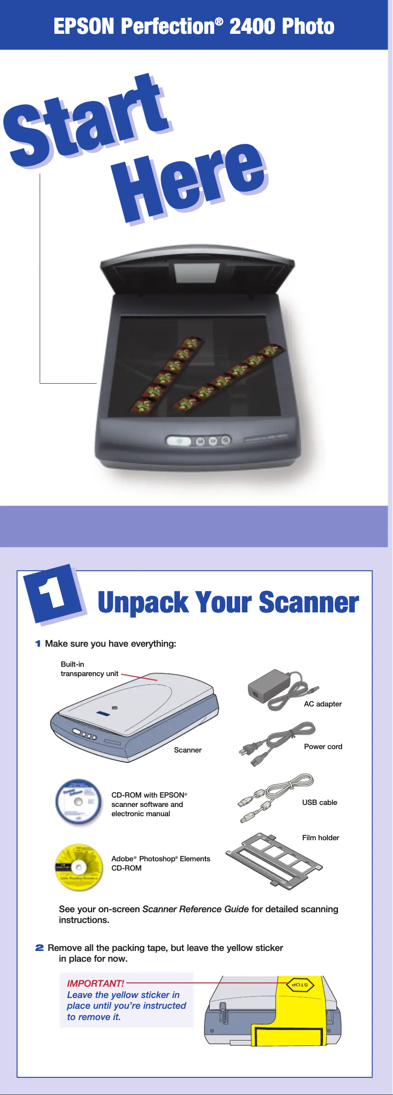 Página 1 del manual Manual de usuario Epson Perfection 2400 Photo