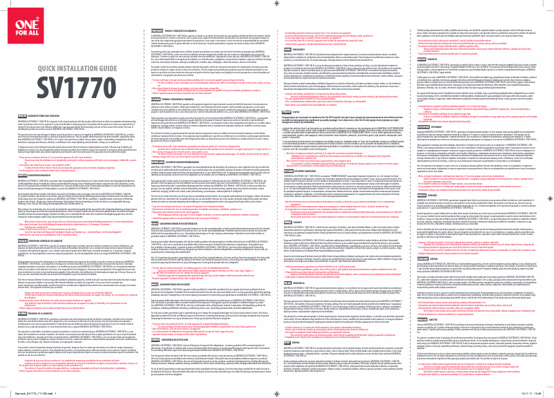 Page 1 de la notice Manuel utilisateur One for all SV 1770
