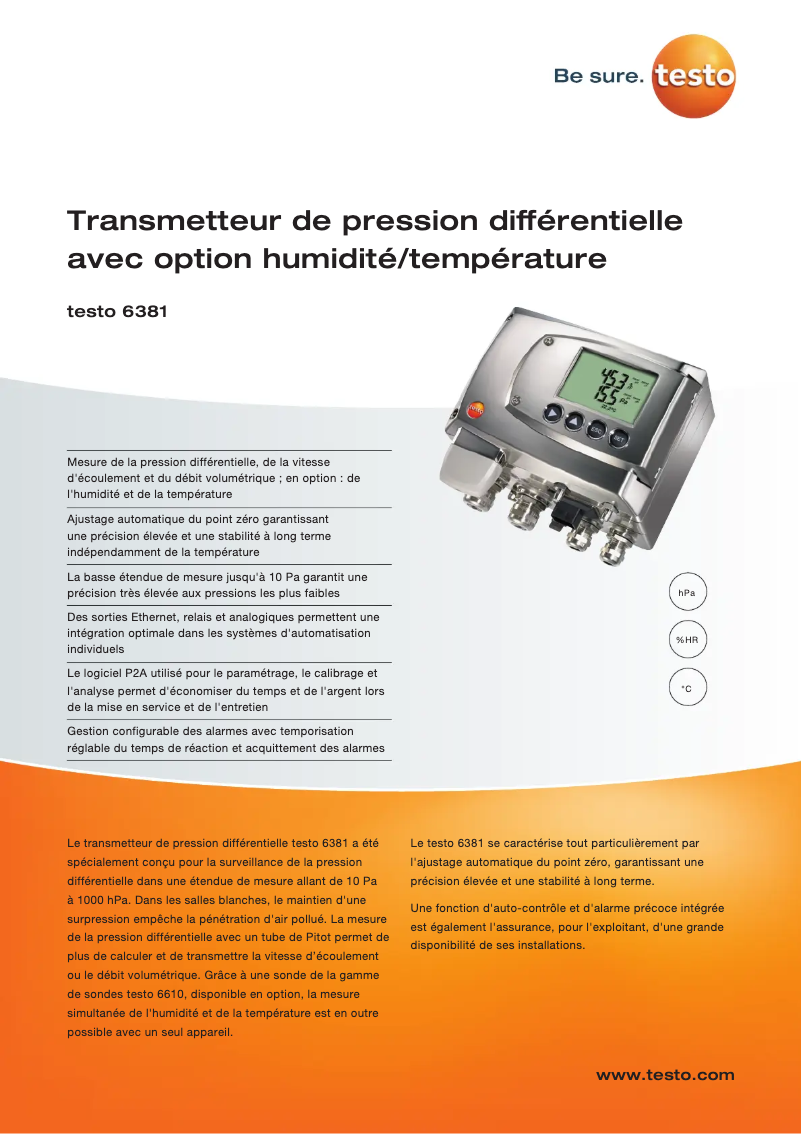 Page n°1 - Fiche technique Testo 6381