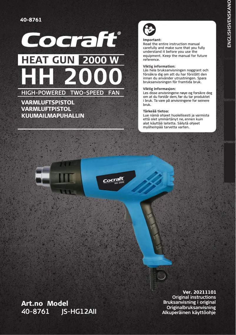 Page 1 de la notice Manuel utilisateur Cocraft HH 2000