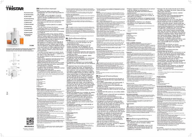 Page 1 de la notice Manuel utilisateur TriStar SC-2286