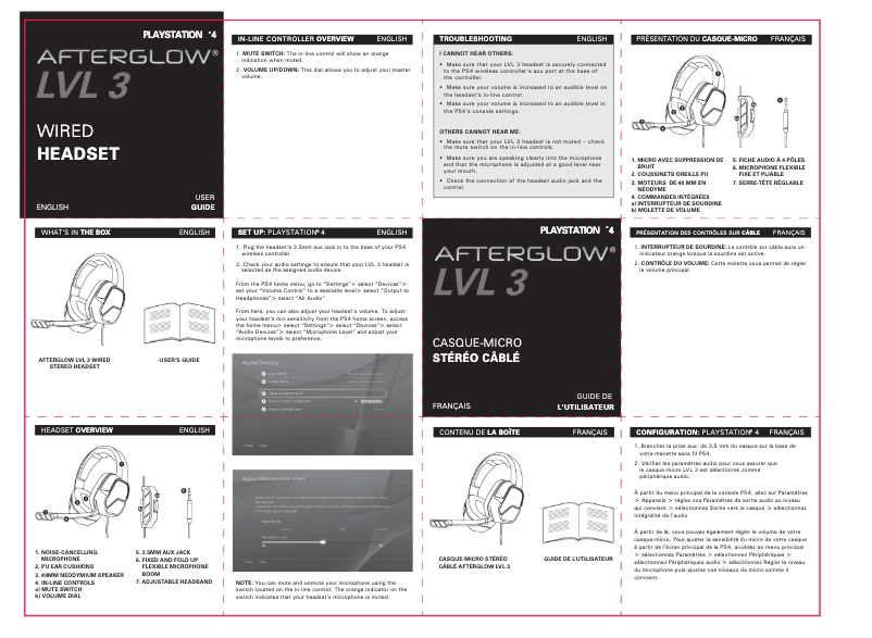 Page n°1 - Manuel utilisateur PDP Afterglow LVL3